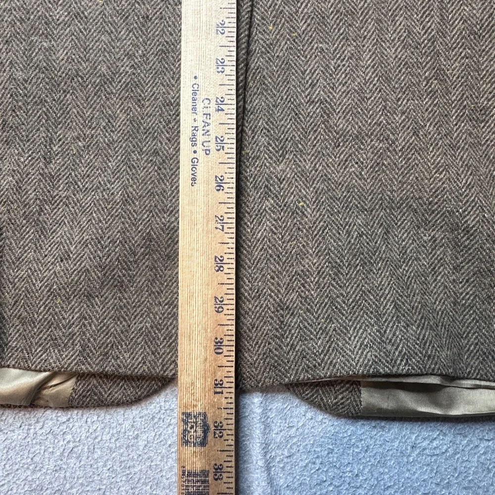 Vintage Stafford Blazer Mens 46R Brown Herringbone Wool‎ Lambswool Elbow Patch